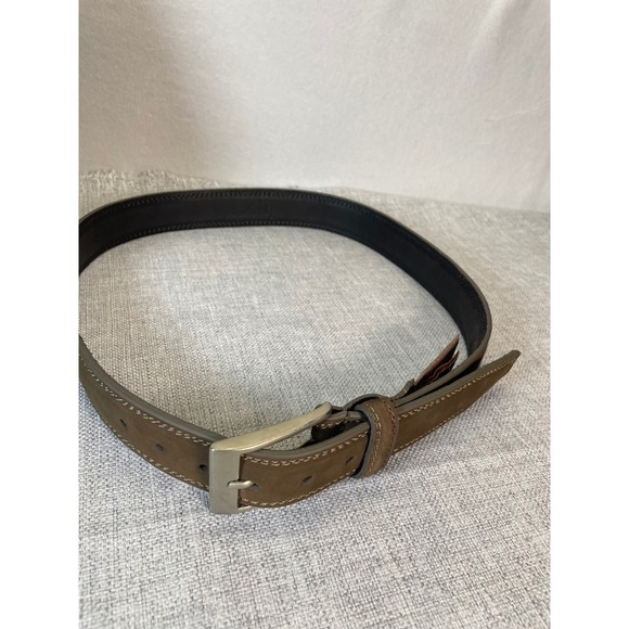 Martelli Mens Brown Suede Leather Belt Size 30 Silver Buckle Made in Mexico - Picture 2 of 6